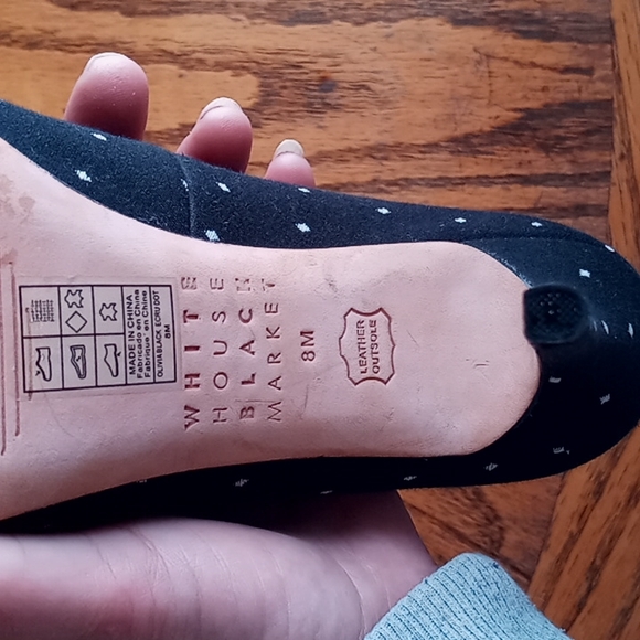 White house black market black and white polka dot chevron high heels like new - Picture 6 of 6